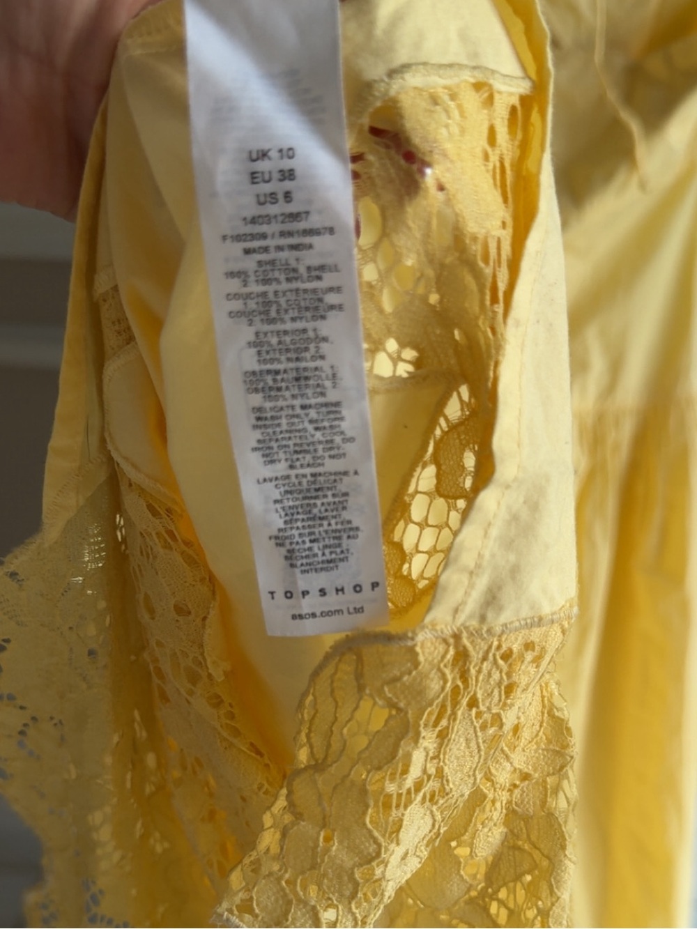 Topshop cutwork poplin midi maxi in lemon Lace-Trim Dress dropped waist - Picture 8 of 8